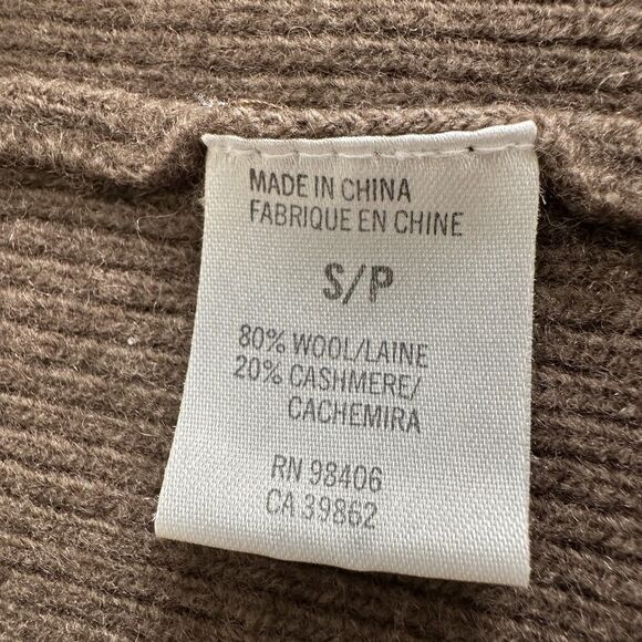 Theory Cashmere Wool Cardigan Sweater Womens Small Brown Rib Knit Open Front - Picture 6 of 10